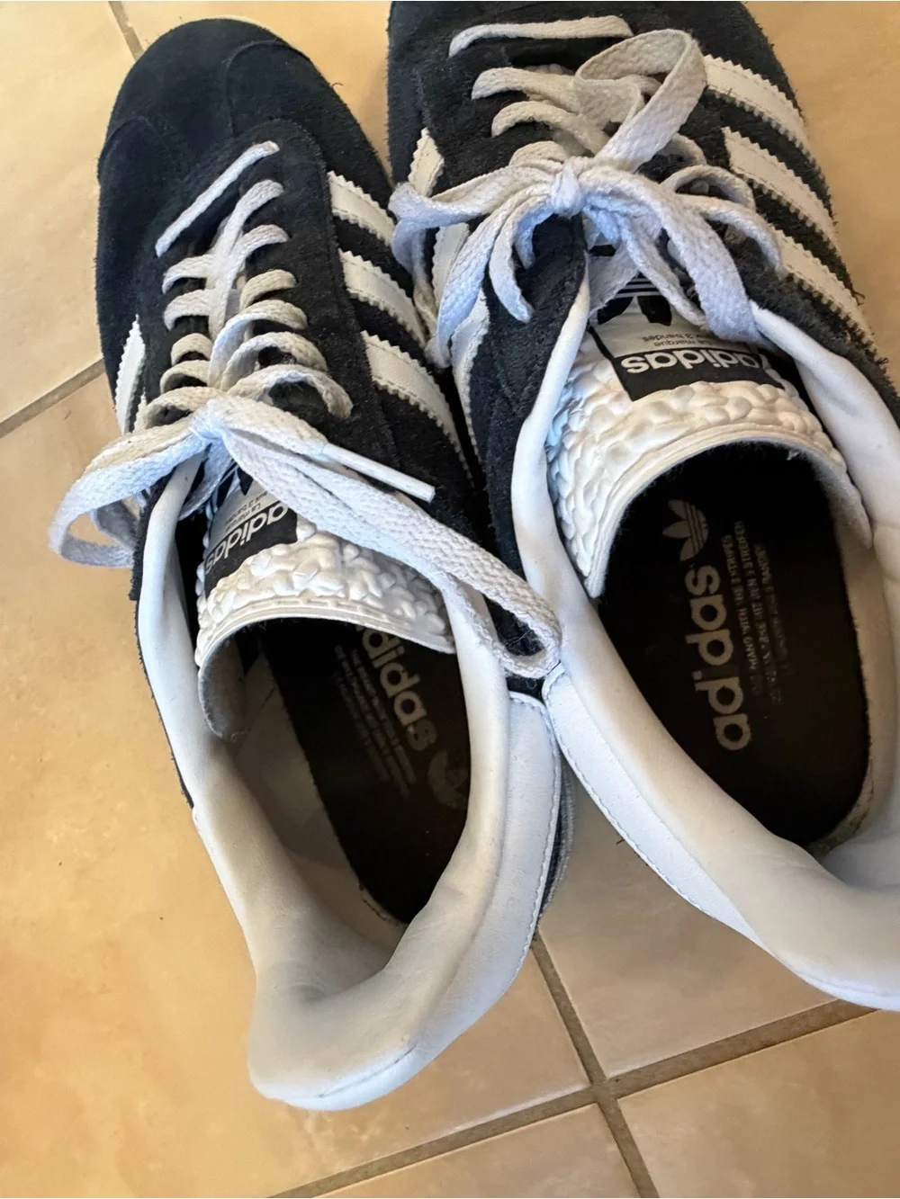 adidas Kids Gazelle Suede Sneakers in Black and White
